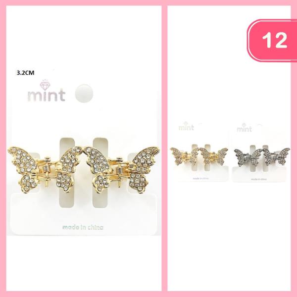 RHINESTONE BUTTERFLY  HAIR CLAW CLIP (12 UNITS)