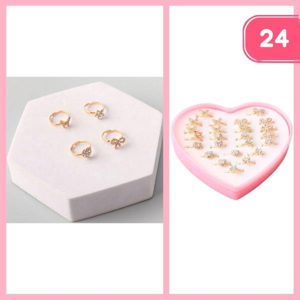 RHINESTONE SHAPED RING SET (24 UNITS)