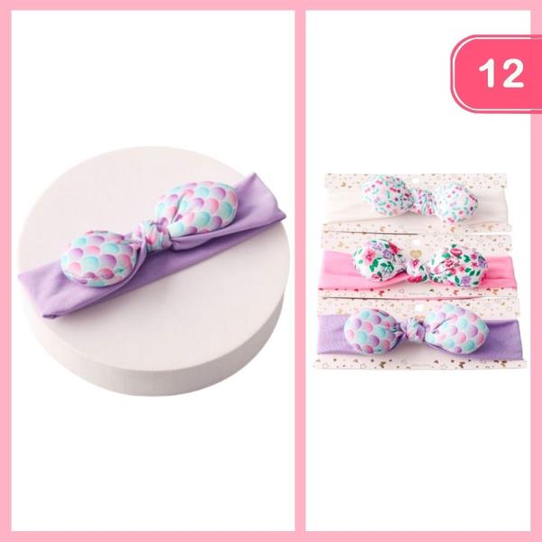 PRINTED PUFFY BOW  HEADWRAP (12 UNITS)