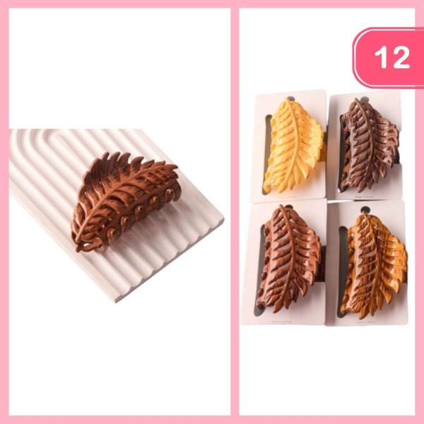 WOOD STAINED LEAF CLAW CLIP (12 UNITS)