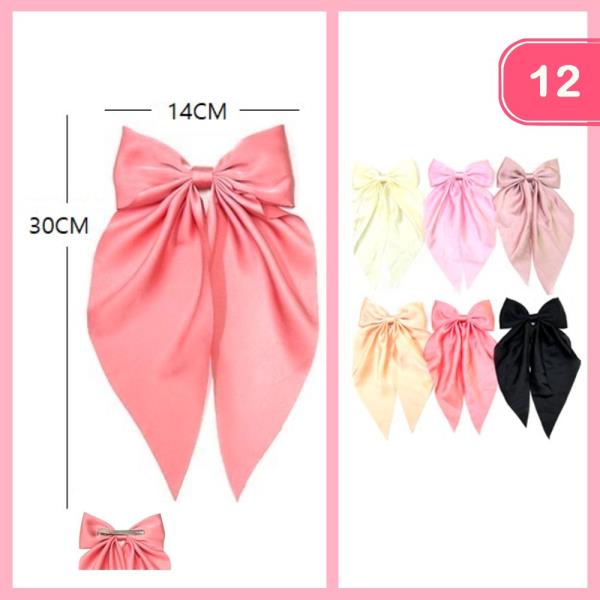 SILK LONG TAIL HAIR BOW PIN (12 UNITS)