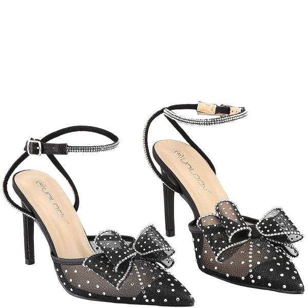 BLACK BOW MESH HEEL 12 PAIRS