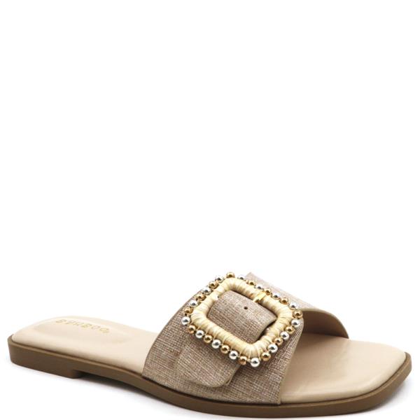 BEADED BUCKLE RAFFIA SLIDE 18 PAIRS