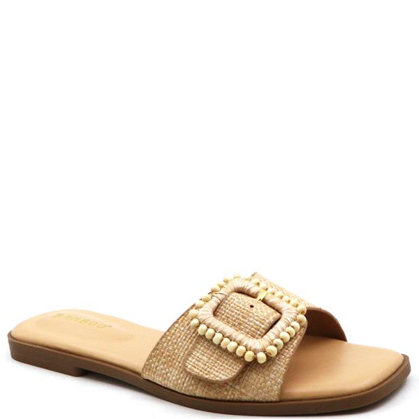 BEADED BUCKLE RAFFIA SLIDE 18 PAIRS