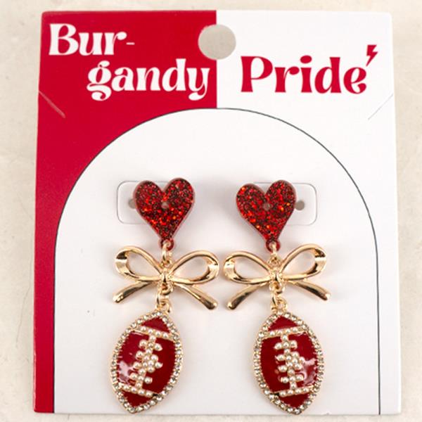 HEART FOOTBALL GAME DAY DANGLE EARRING