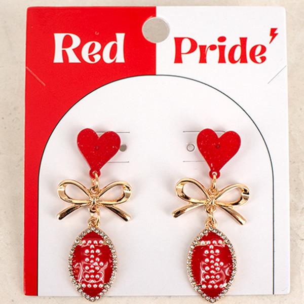 HEART FOOTBALL GAME DAY DANGLE EARRING