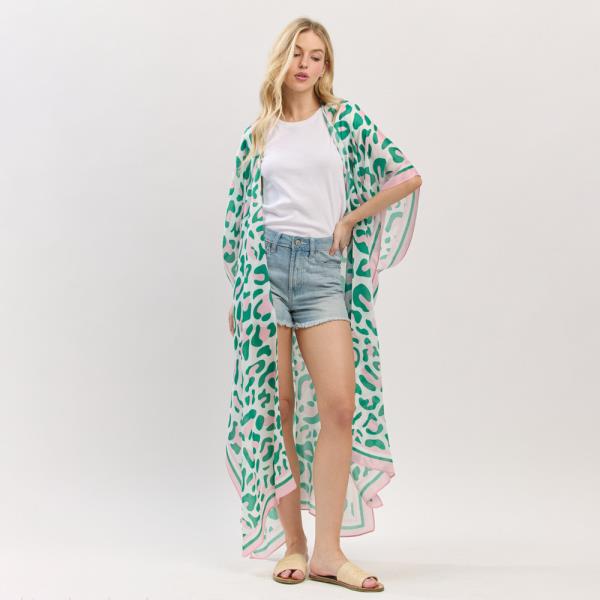 LEOPARD PRINT OPEN FRONT LONG KIMONO