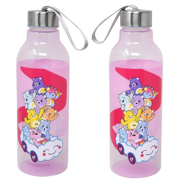 CARE BEARS TRANSPARENT WATER BOTTLE WITH LID AND STRAP