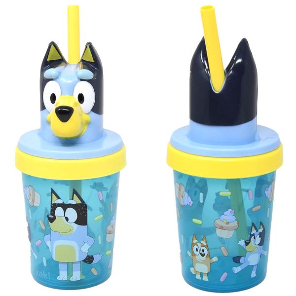 BLUEY 3D MOLDED SUPER SUPPER WITH STRAW