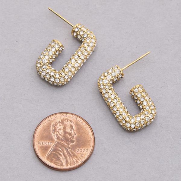 SECRET BOX 316 STAINLESS RHINESTONE RECTANGLE EARRING