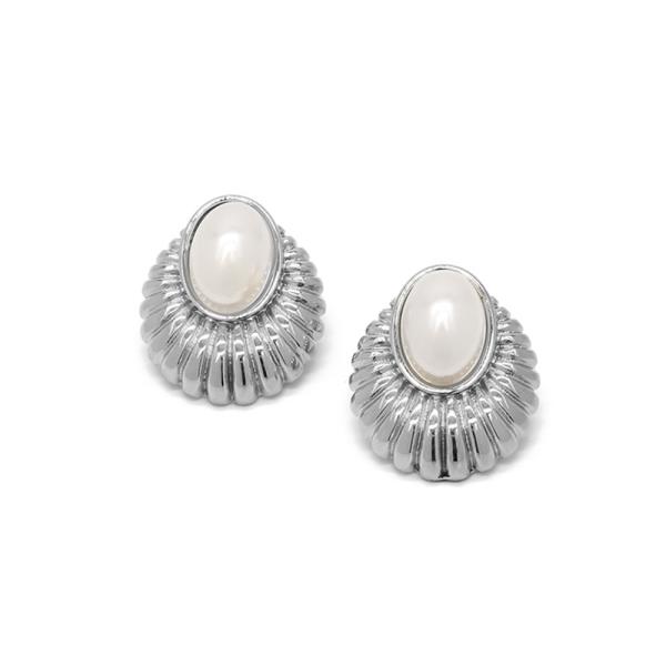 SECRET BOX PEARL METAL TEARDROP POST EARRING