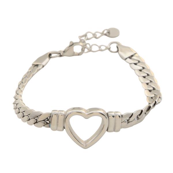 SECRET BOX HEART CHARM METAL CHAIN BRACELET