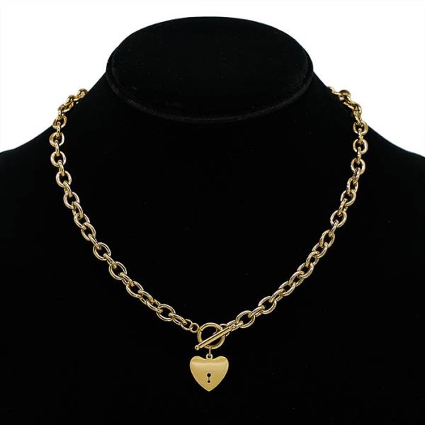 SECRET BOX HEART LOCK PENDANT TOGGLE CLASP NECKLACE