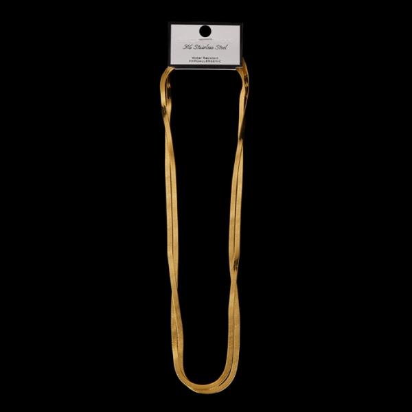 SECRET BOX 2 LAYERED METAL HERRINGBONE CHAIN NECKLACE