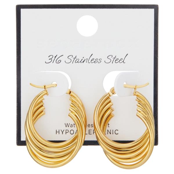SECRET BOX 316 STAINLESS MULTI HOOP EARRING