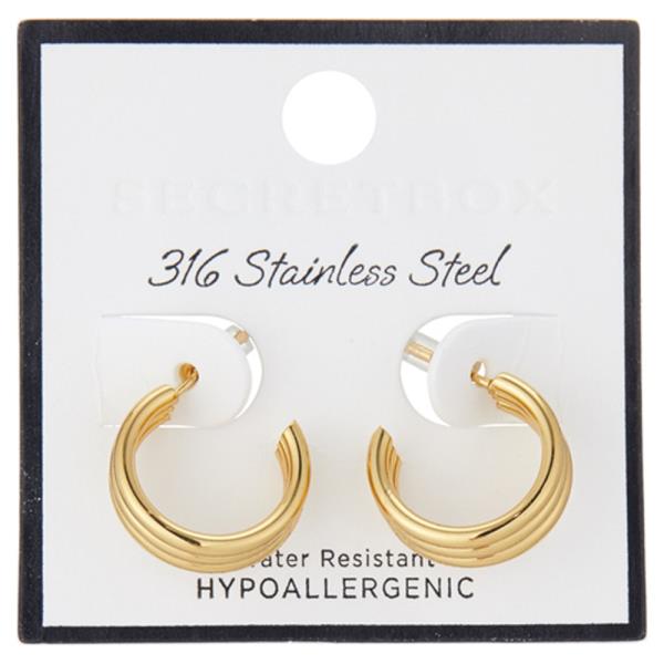 SECRET BOX 316 STAINLESS MULTI HOOP EARRING