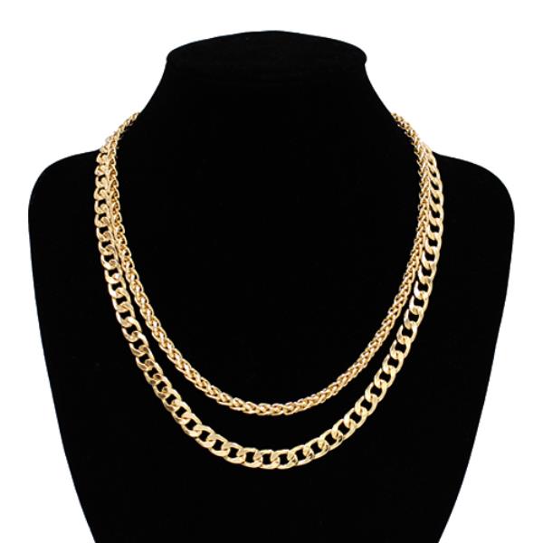 2 LAYERED METAL CHAIN NECKLACE