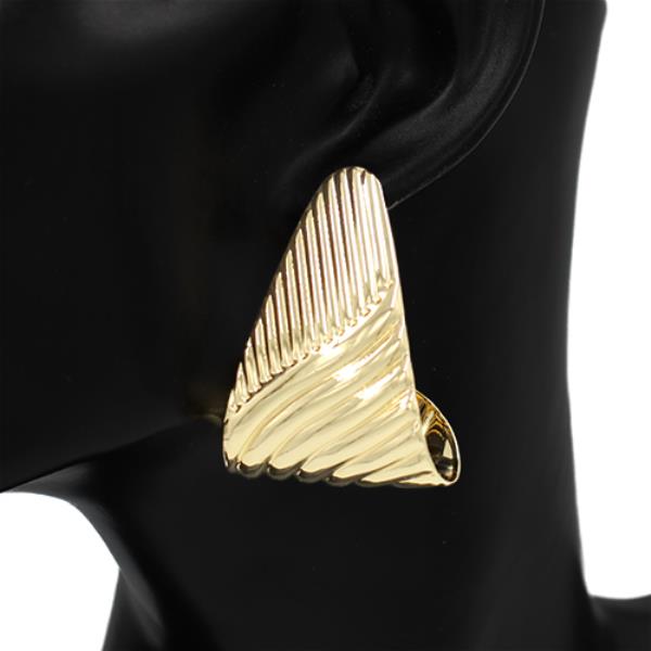 TEXTURED METAL ASYMMETRIC SWIRL TRIANGLE POST EARRINGS