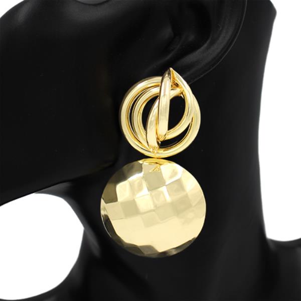 WIDE METAL DISCO BALL DANGLE EARRING
