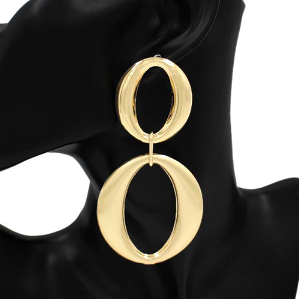 DOUBLE OVAL METAL DANGLE EARRING