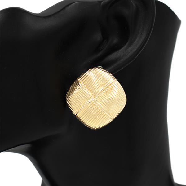WIDE TEXTURED METAL POST EARRING
