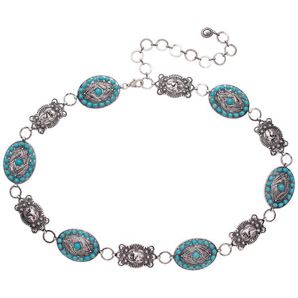 WESTERN STYLE TQ STONE CHAIN BELT