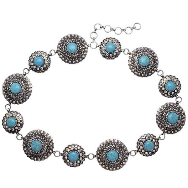 WESTERN STYLE TQ STONE CHAIN BELT