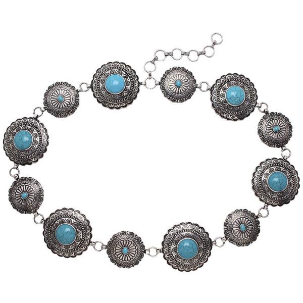 WESTERN STYLE TQ STONE CHAIN BELT