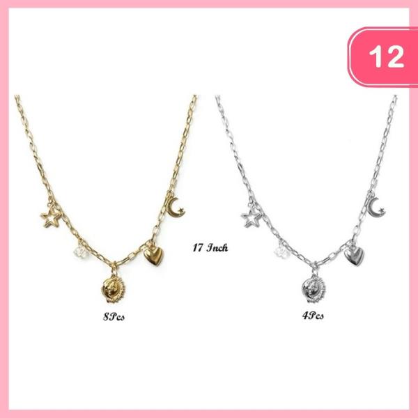 STAR MOON MULTI CHARM NECKLACE (12 UNITS)