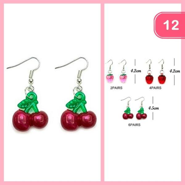 STRAWBERRIES AND CHERRIES DANGLE EARRING (12 UNITS)