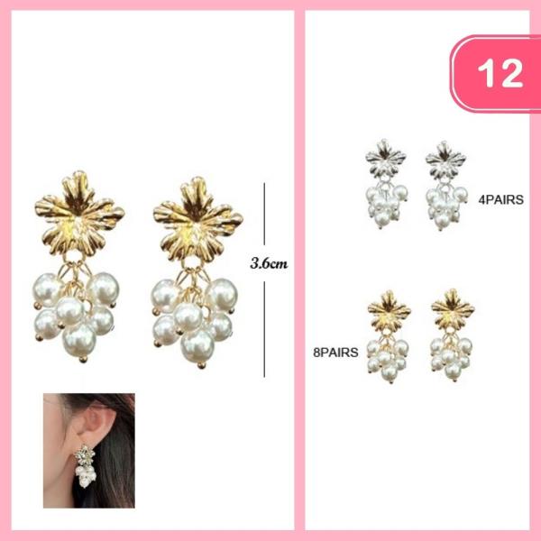 FLOWER PEARL DANGLE EARRING (12 UNITS)