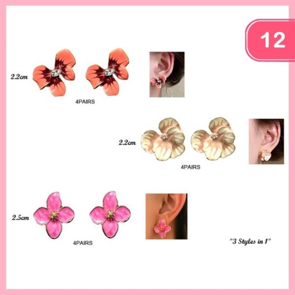 FLOWER POST EARRINGS (12 UNITS)