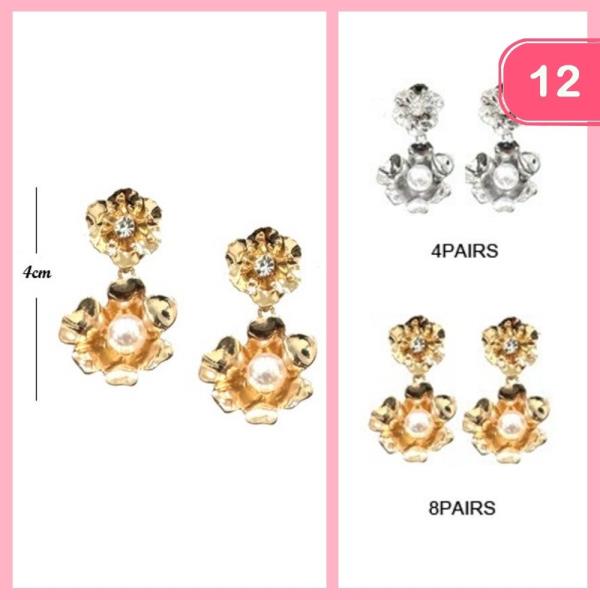 FLOWER PEARL EARRING (12 UNITS)