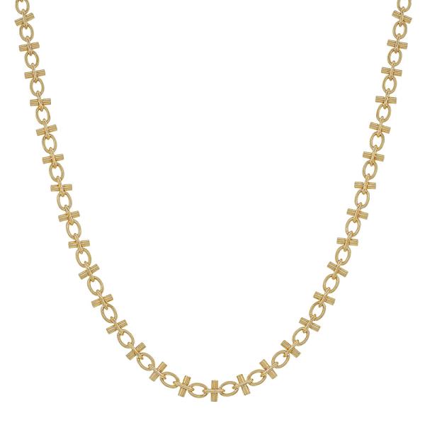 SMALL BAR WITH OVAL RING CONNECTED SHORT NECKLACE