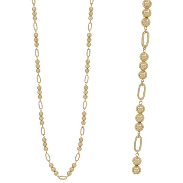 10MM CCB WITH OVAL SHAPE METAL ACCENT LONG NECKLACE