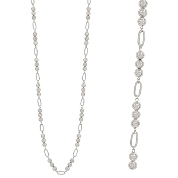 10MM CCB WITH OVAL SHAPE METAL ACCENT LONG NECKLACE