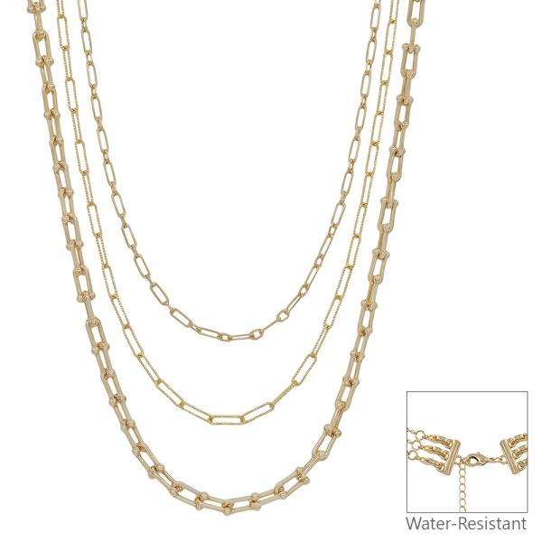 3 LAYERED TIFFANY CHAIN ACCENT MULTI WAY SHORT NECKLACE