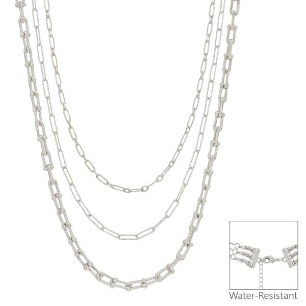 3 LAYERED TIFFANY CHAIN ACCENT MULTI WAY SHORT NECKLACE