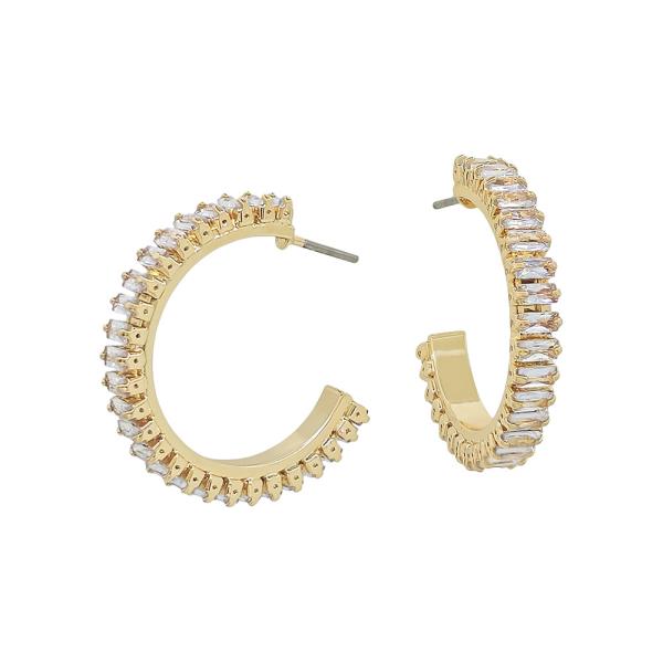 METAL CRYSTAL HOOP EARRINGS