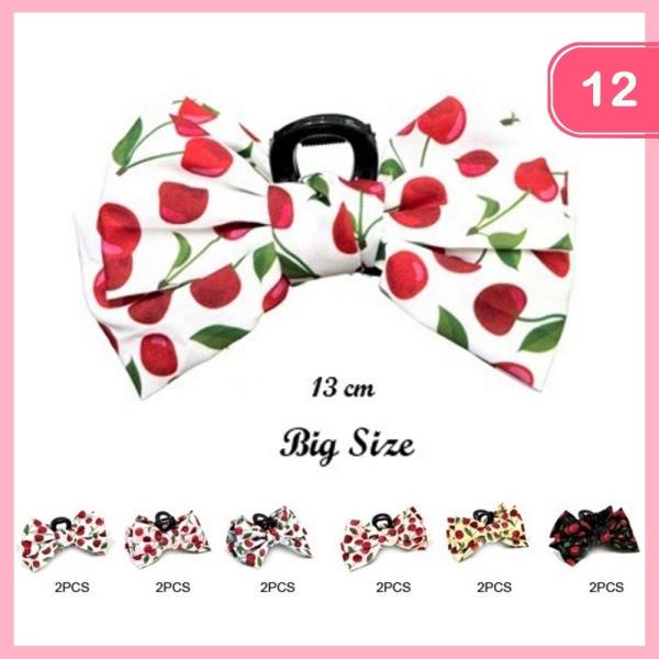 BOW CHERRY HAIR CLAW CLIP (12 UNITS)