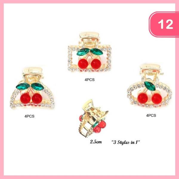 RHINESTONE CHERRY HAIR CLAW CLIP (12 UNITS)