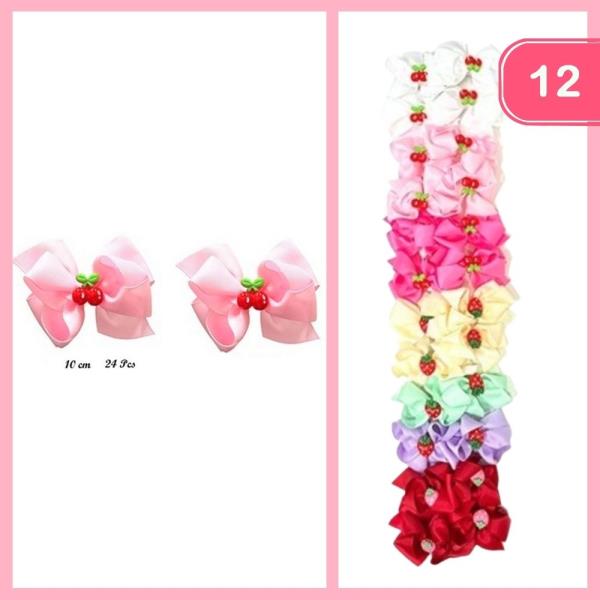 CHERRY STRAWBERRIES HAIR BOW PIN (12 UNITS)