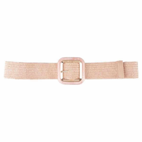 WOVEN SQUARE MARBLE BUCKLE ELASTIC WAIST BELT
