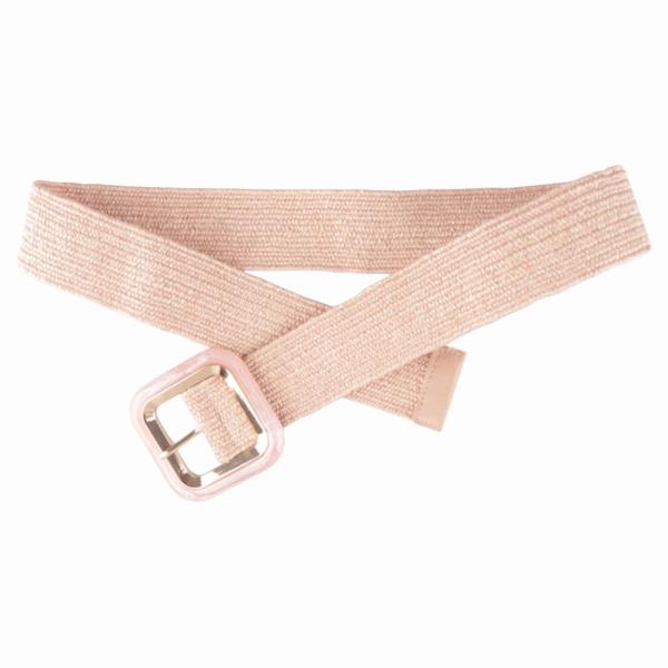 WOVEN SQUARE MARBLE BUCKLE ELASTIC WAIST BELT