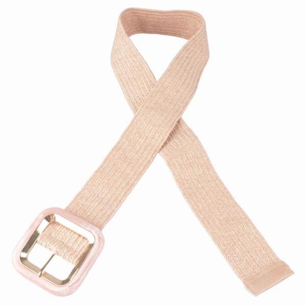 WOVEN SQUARE MARBLE BUCKLE ELASTIC WAIST BELT