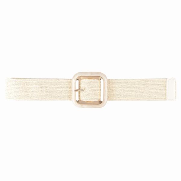 WOVEN SQUARE MARBLE BUCKLE ELASTIC WAIST BELT
