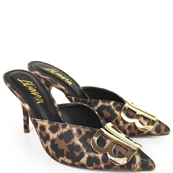 POINTED TOE MULE W GOLD LOGO 12 PAIRS