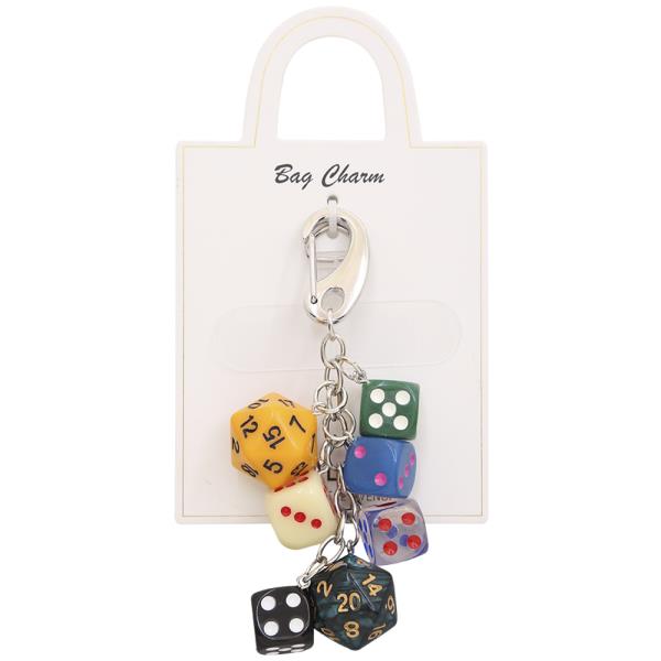MULTI DICE CLUSTER METAL DANGLE BAG CHARM KEYCHAIN