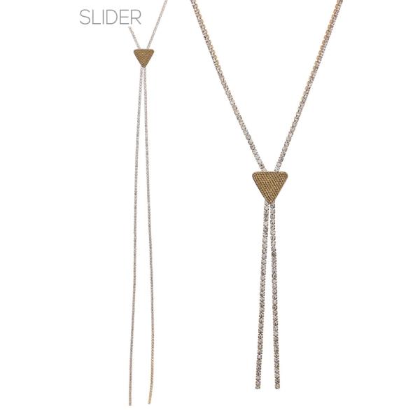 RHINESTONE TRIANGLE SLIDER Y NECKLACE