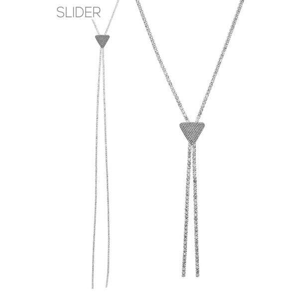 RHINESTONE TRIANGLE SLIDER Y NECKLACE